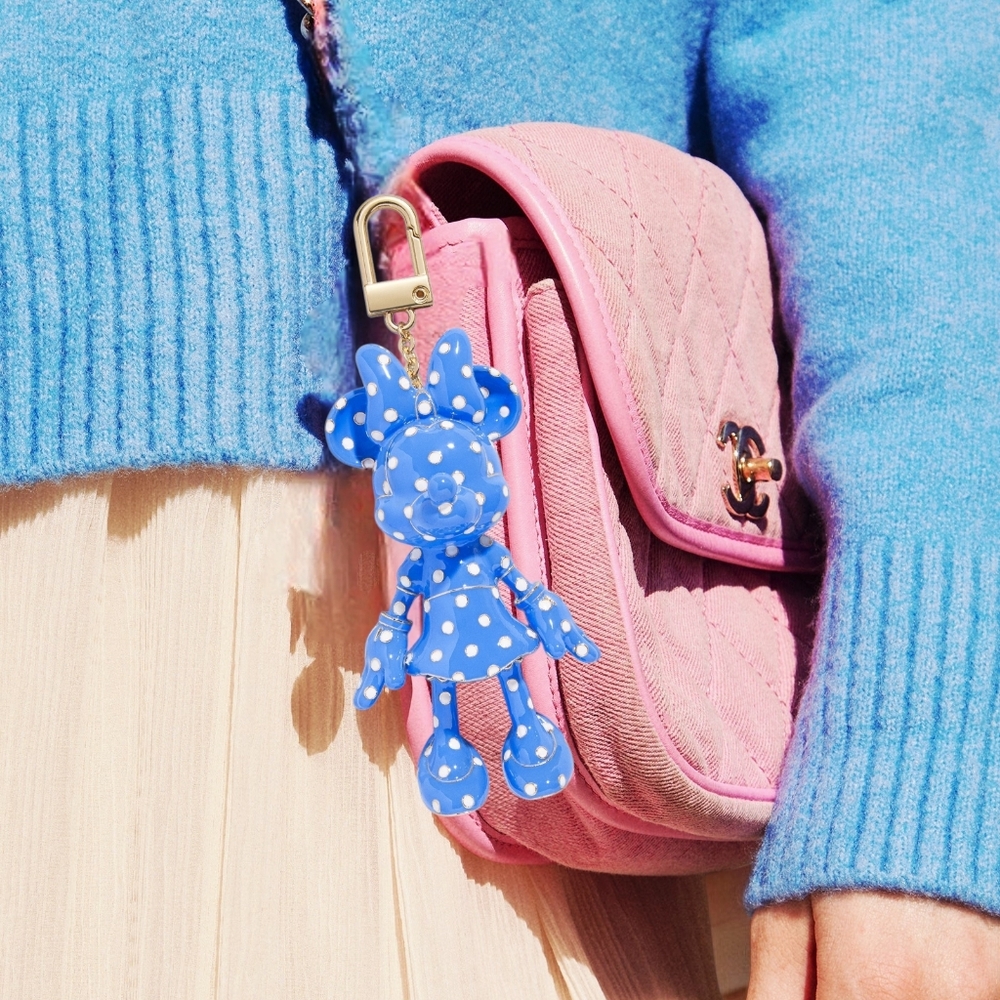NEW Disney Polka Dot Minnie Mouse Bag Charm Keychain 3.25"x1.75 Licensed Product - Picture 2 of 5